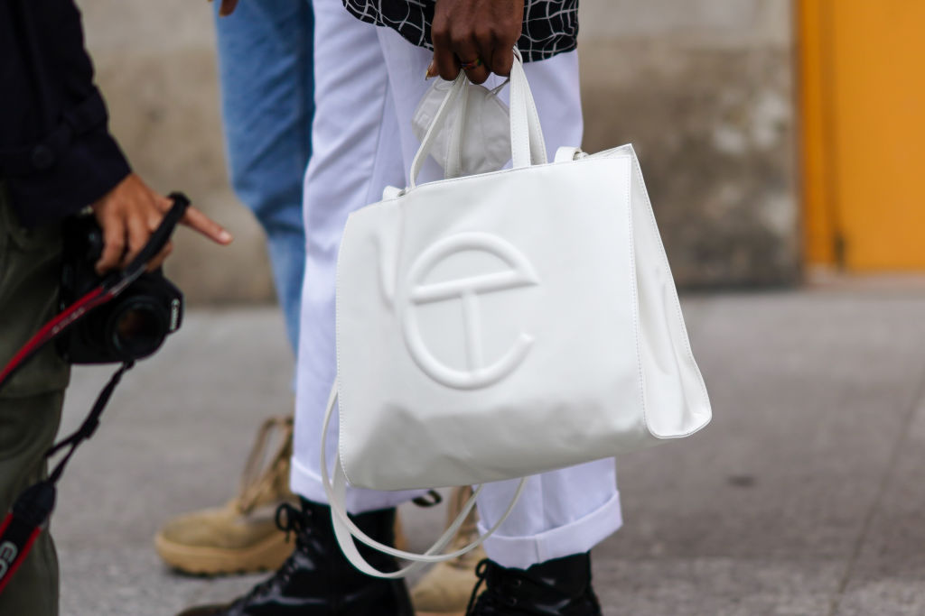 A white Telfar bag